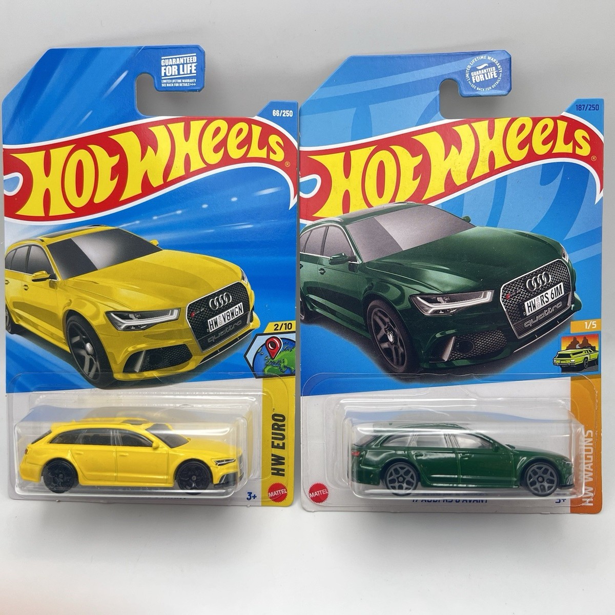 Hot Wheels Audi RS 6 Avant 2台セット 2023 & 2026 Hot Wheels 17 Audi RS 6 Avant Green & Yellow Lot of 2