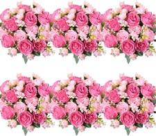 6 Pcs Peonies Artificial Flowers Bulk, Blush Pink Silk Peonies Fake