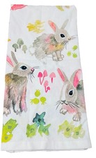 NEW Watercolor Bunny Trio Kitchen Tea Towel E...