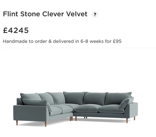 Loaf Slow Riser even Sided Corner Sofa in Flint Stone Clever Velvet ...