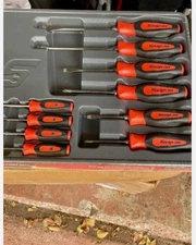 New Snap-on™SGDX604B0- 10 Pc Soft Grip Screwdriver Set Orange/Black SEALED