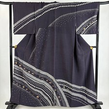 Purple Homongi Kimono M Silk 159.5cm Length 65cm Sleeve Used Geometric Design
