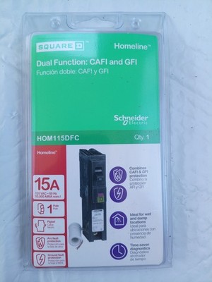 Square D HOM115DFC Circuit Breaker 15A, 1 Pole, Pigtail