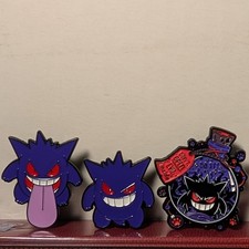 Pokemon 3x Gengar Enamel Pins Set Collectible Nintendo Lapel Badges