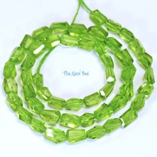 Apple Green Peridot faceted Freeform Nugget Beads 16 inch Strand