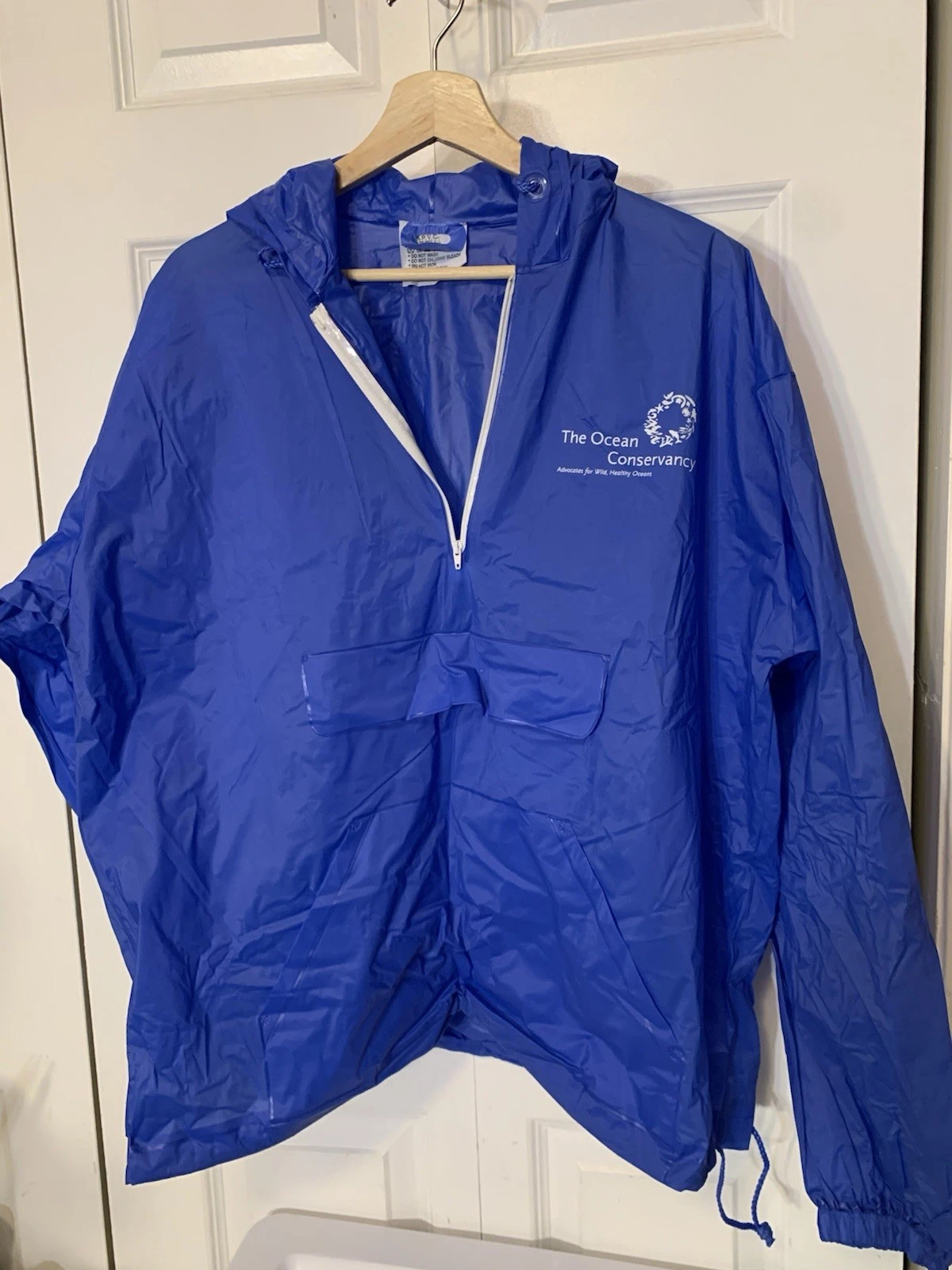 The Ocean Conservancy Adult Rain Jacket Hooded One Size Fits All 3/4 Zipper