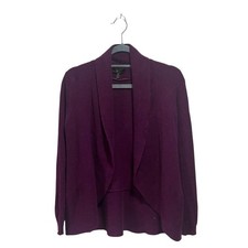 Charter Club Luxury 100 Cashmere Purple Open Front Cardigan Size Small