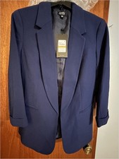 Jones New York Three-Quarter Sleeve Blazer, Size Small, Pacific Navy, New w Tags