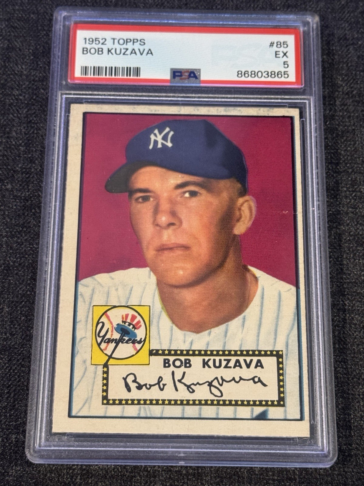 1952 TOPPS BASEBALL CARD #85 BOB KUZAVA NEW YORK YANKEES PSA 5 EX