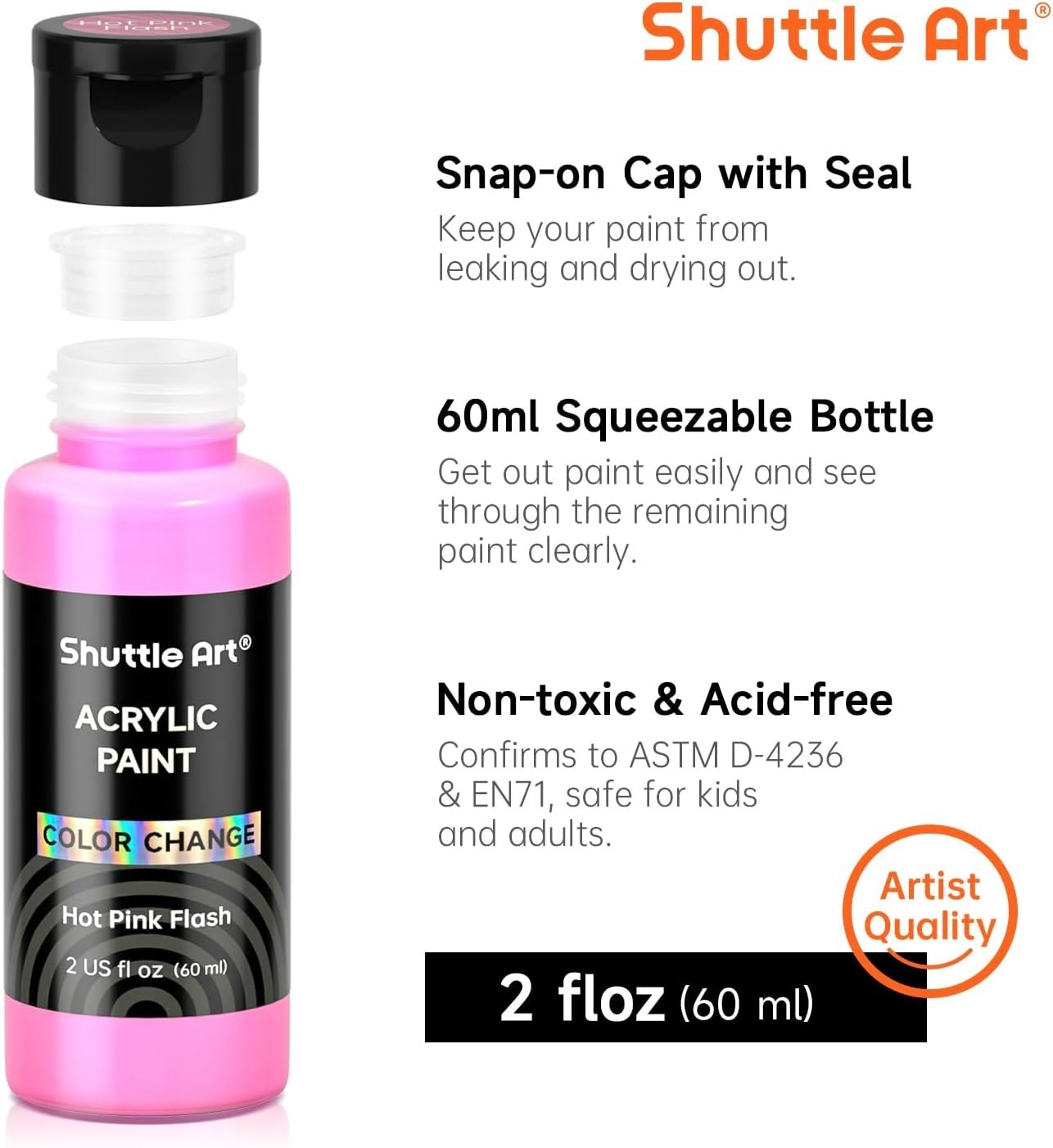 Color Change Acrylic Paint, 20 Chameleon Colors Acrylic Paint, 60ml/2oz Bottl..