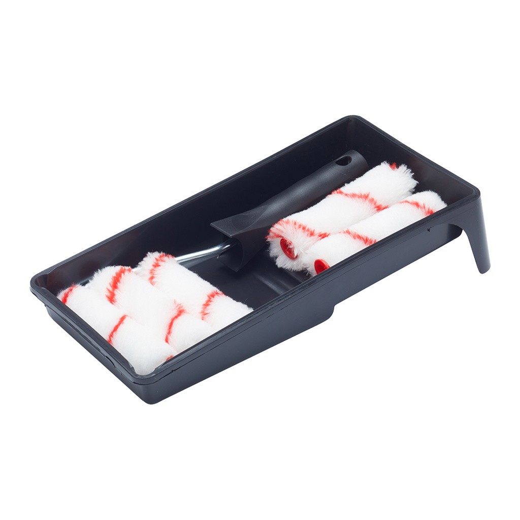 ProDec 7pc Woven Mini Roller Set, 12mm Pile for Emulsion with Frame & Tray