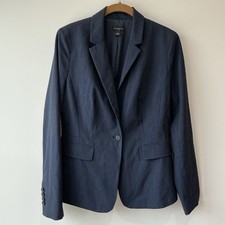 Ann Taylor Factory Women  s Navy Tailored Blazer One Button Lined Size 4