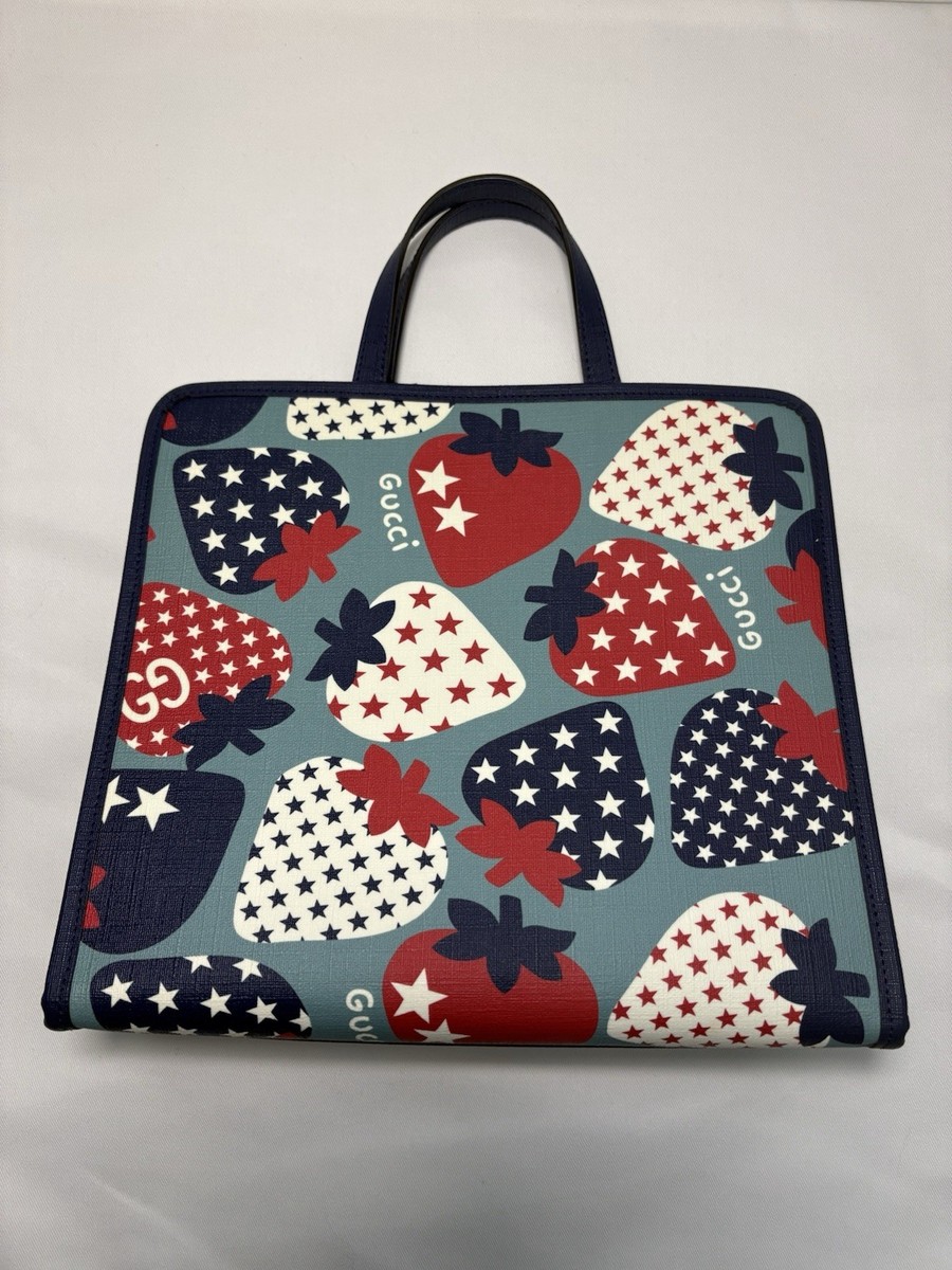Gucci Kids ミニバッグ Gucci Kids Mini Tote Bag Strawberry Red White Blue Stars Coated