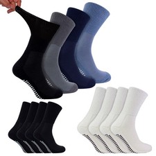 4 Pack Diabetic Non Slip Socks With Grips Dr.Socks Extra Wide Socks