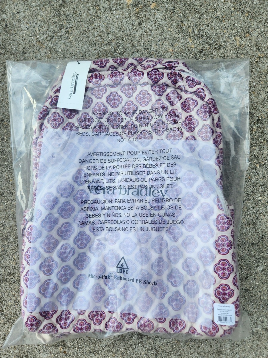 Vera Bradley Essential Backpack Lavender Geo Travel School  display picture 3
