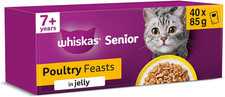 WHISKAS Senior 7+ Wet Cat Food in Jelly 40X85G Poultry Feasts 4.37 per kilo