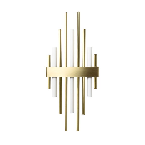Wandlampe Art DéCo 70,5Cm Hoch Messing Massiv 3X S14D In Bronze Hell Wandleuchte-image