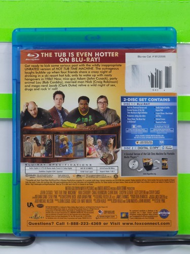 HOT TUB TIME MACHINE UNRATED JOHN CUSACK CRAIG ROBINSON SINGLE DISC BLU RAY - Picture 2 of 3