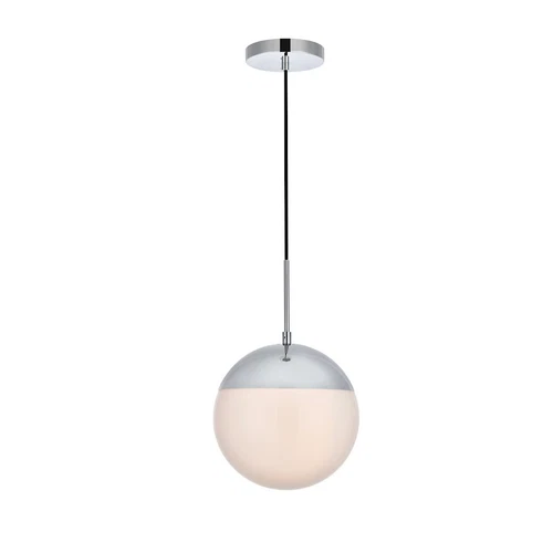 Living District Eclipse 1 Light Pendant, Chrome/Frosted White, 10" - LD6034C - Picture 1 of 1