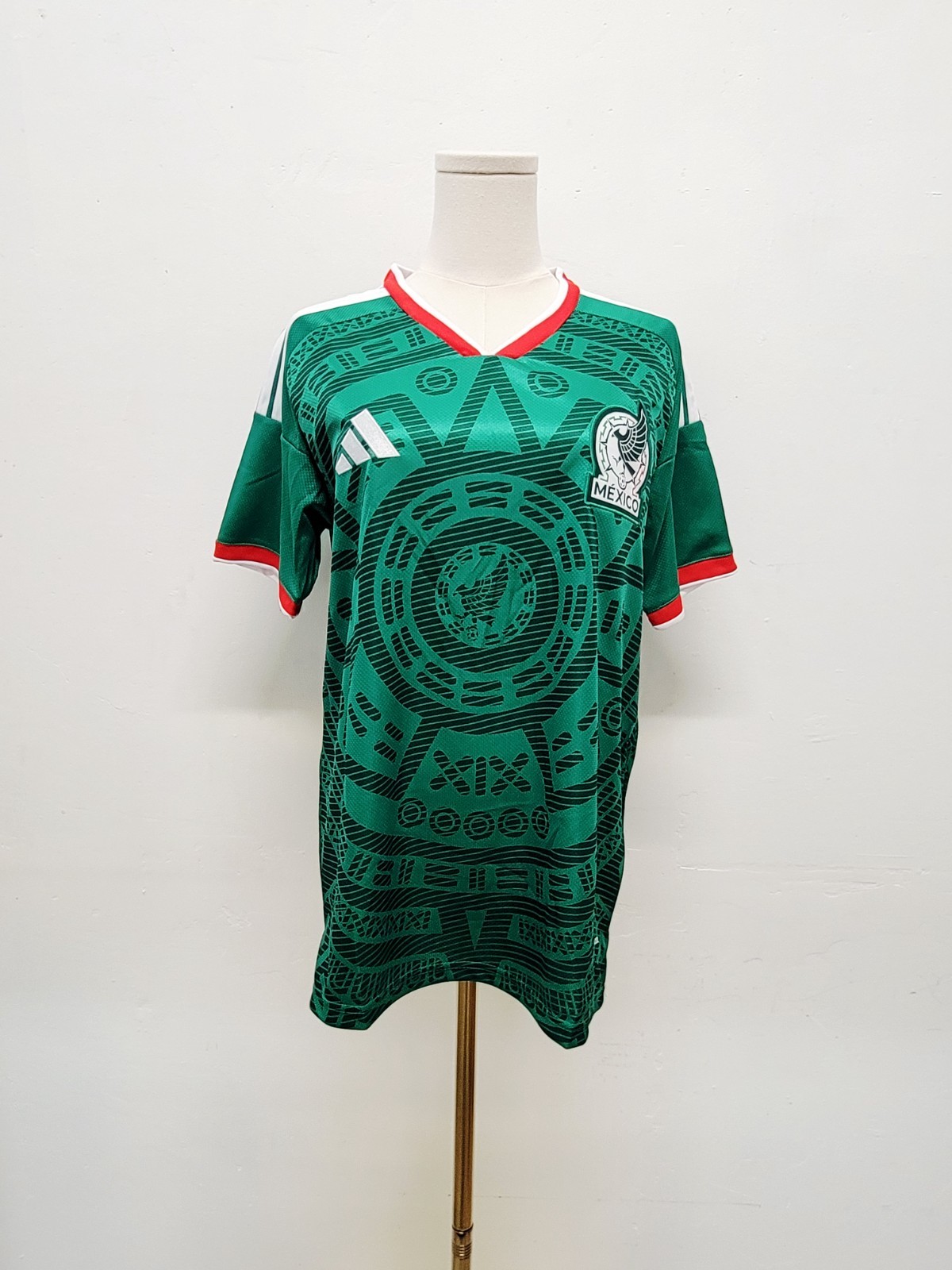 Mexico National Team Jersey Green Aztec Calendar 1998 Style Adidas Soccer 2XL