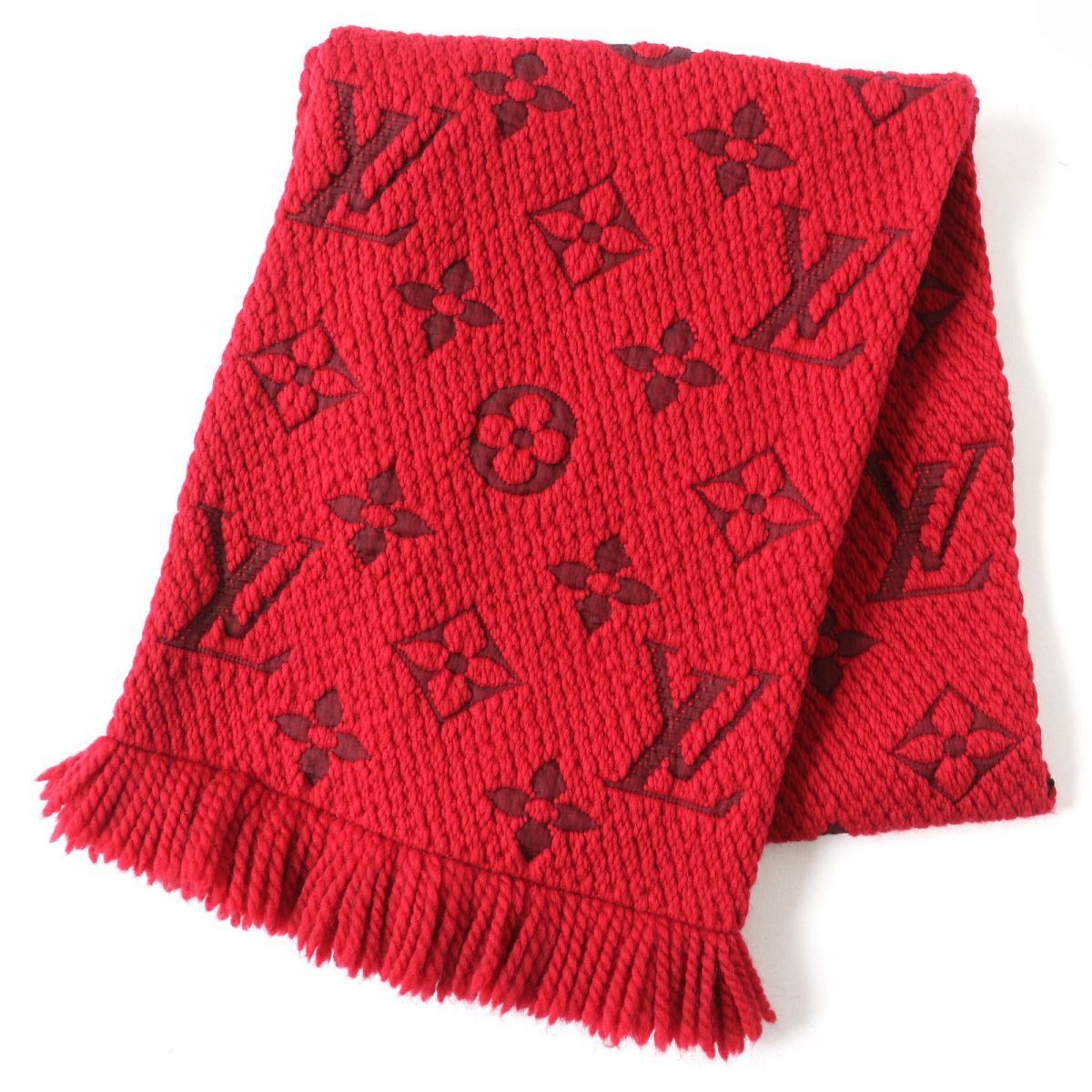 LOUIS VUITTON a thermal scarf Echarpe Logomania Monogram Silk Blend Knit Ruby