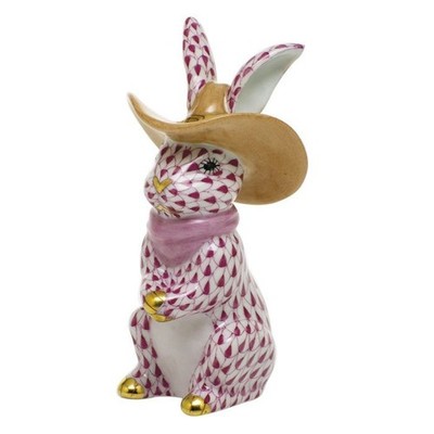 HEREND, COWBOY BUNNY,  PINK FISHNET, # VHP-16096, BRAND NEW,  MINT & BOX!