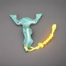 Stainless Steal Core Slingshot With Black Liners And Green Epoxy Scales