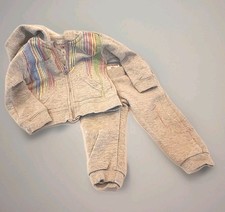 True Religion sweatsuit Gray With Colorful Stripes. Jacket And Pants 12 Mo.