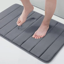 Memory Foam Bath Mat 24x16 Inch Non Slip Ultra Soft Water Absorbent Grey