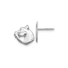 14k White Gold Childrens Screwback Horse Post Earrings