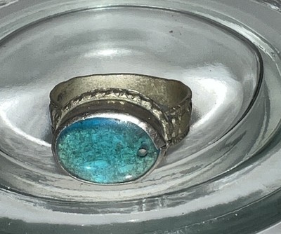Vintage Afghan Hunza Uzbek Tajik Tribal Ring With Blue glass Gem