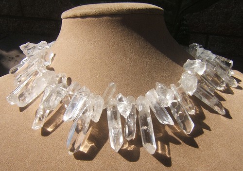 Bridal Crystal Rock Winter Icy Clear Statement Necklace Wedding Jewelry Chunky - Picture 5 of 23
