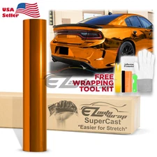 Supercast Chrome Orange Car Vinyl Wrap Decal Sticker Bubble Free Sheet Film DIY