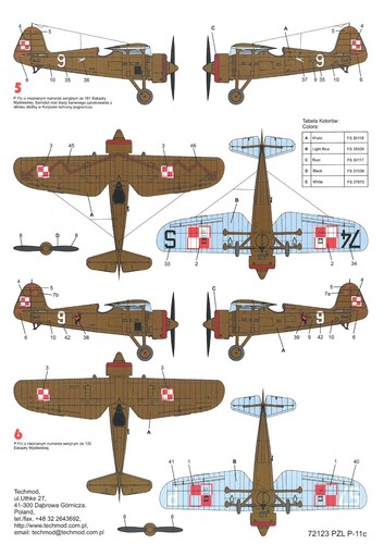 Techmod 72123 1/72 PZL P-11c Polish fighter aircraft Wet Decal WWII - Picture 5 of 8