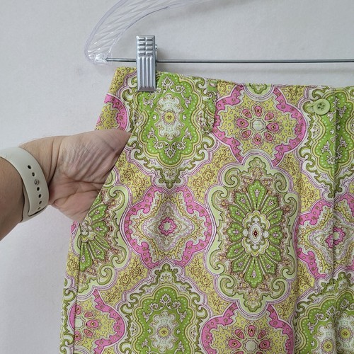 Talbots Paisley Pants Womens 12P Pink Green Stretch Preppy Beach Coastal Grandma - Bild 3 von 12