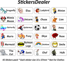 45 Custom Name Stickers Personalised Stick On Labels Tags School Kids Nursery