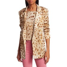 L'agence Taryn Blazer Cheetah Animal Print 100% Silk Double Breasted Sz 0