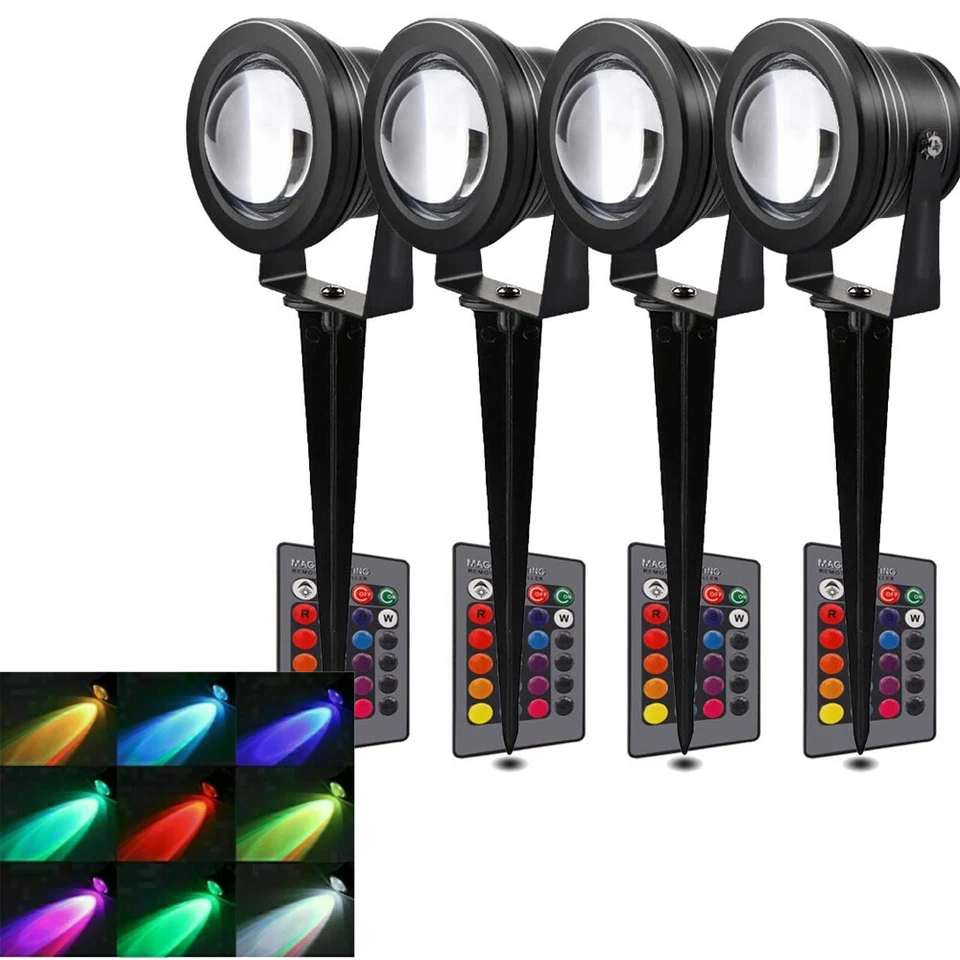 LED Gartenspots RGB Gartenstrahler mit Fernbedienung Gartenbeleuchtung außen 10W - Bild 3 von 4