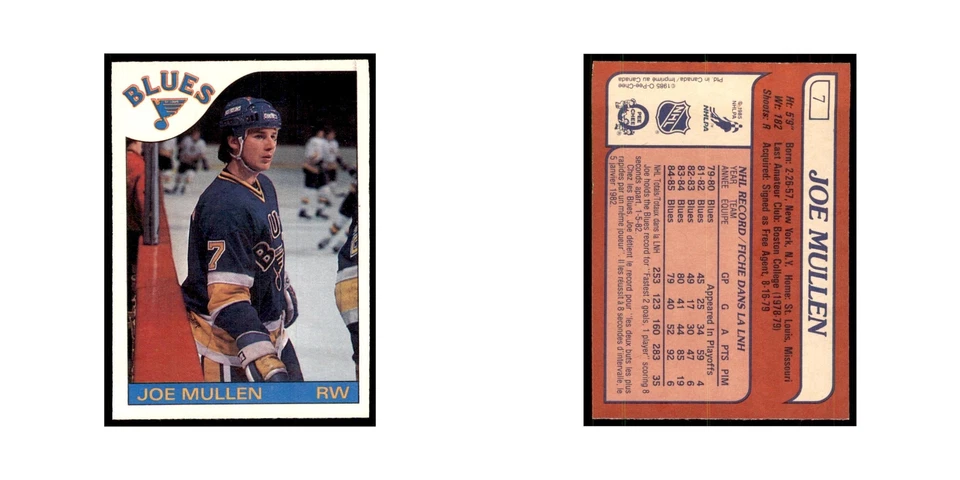 Joe Mullen 1985 O-Pee-Chee #7 St. Louis Blues Hockey Card NM - Image 3 of 3