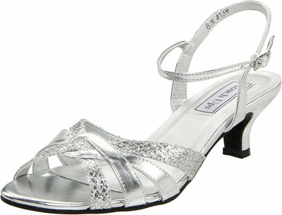 182532 Touch Ups Womens Jane Silver Glitter Ankle Strap Heels Size 8