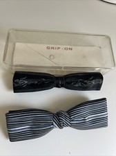 Vintage Grip On Clip Bow Tie Lot Royal Rust Resistant Case Thin Narrow Mens