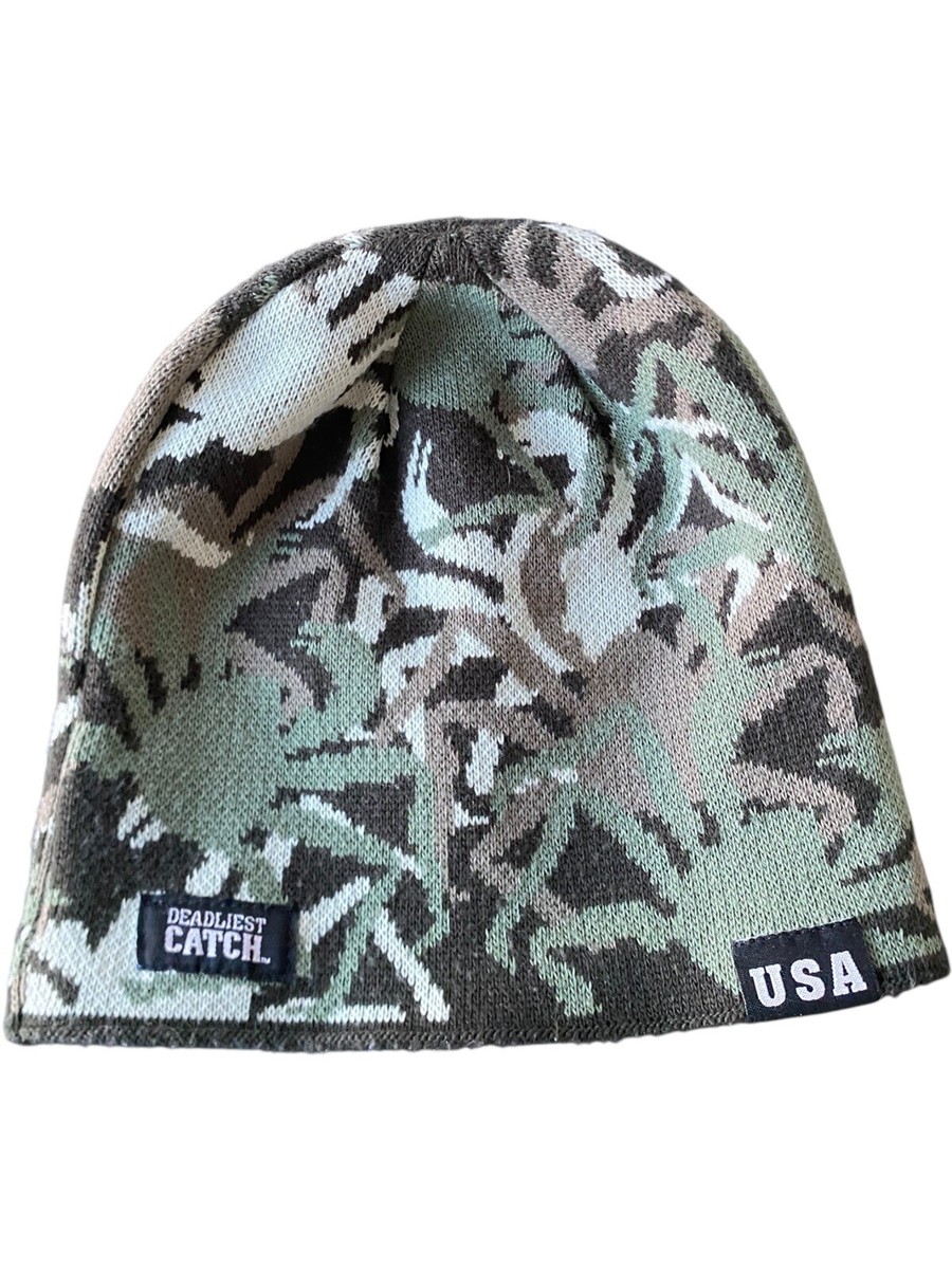 Deadliest Catch King Crab Camo Beanie Winter Hat Fleece Band RARE