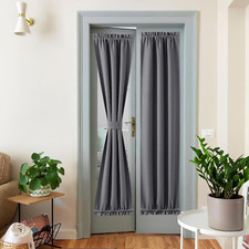 French Door Curtains for Kitchen Window, 25"W x 72"L Pack of 1 Charcoal Gray