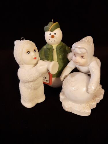 Snowmen Snow babies Christmas Ornament Lot of 3 - Picture 1 of 13