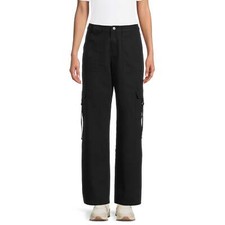 Tinseltown Juniors Twill Cargo Pants, 32" Inseam, Black Size XL 15-17 