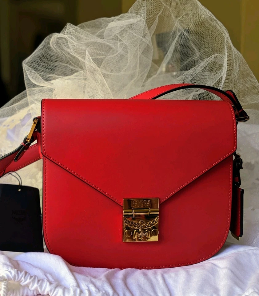 MCM Patricia Ruby Red leather Crossbody! New with tag Orig. $820