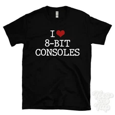 I LOVE 8-BIT CONSOLES T-SHIRT heart retro gaming vintage games nostalgia arcade