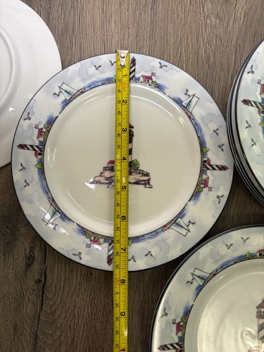 Totally Today Coastal Lighthouse 7,5" Salat Dessert Teller - 7er Set - Maritim - Bild 6 von 7