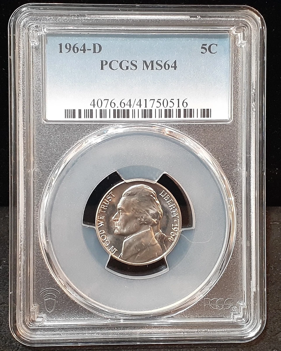 Uncirculated MS 64 Graded 1964 US Jefferson Nickels (1938-Now) for