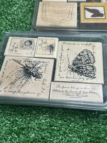 Stamping Up! Holz montiert Gummistempel Lot Schüttgut im Ruhestand Handwerk Vintage - Bild 10 von 19